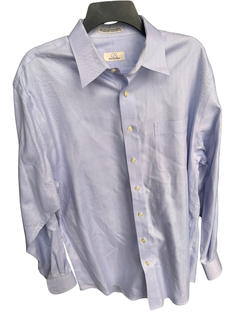 Cooper & Stewart Mens Dress Shirt Cotton Stain Blue size Large